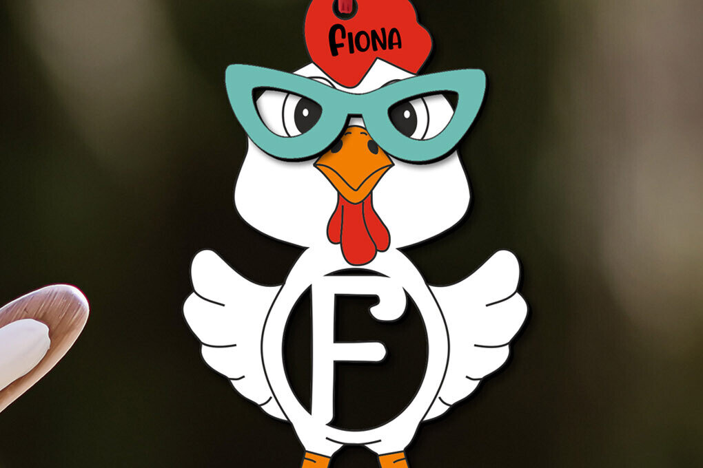 Intra απο ξύλο plywood  Χρώμα wenge 3mm-4mm πάχος - Πασχαλινό κοτόπουλο γράμμα F Καλάθι Ετικέτα ονόματος Δίασταση 6x6 cm INTRAFABR-94074320