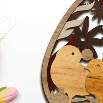 Intra απο ξύλο plywood  Χρώμα wenge 3mm-4mm πάχος - Πασχαλινό αυγό χειροτεχνίας, πρότυπο με στρώσεις Δίασταση 4x5 cm INTRAFABR-120324495 - Image 2