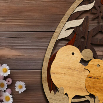 Intra απο ξύλο plywood  Χρώμα wenge 3mm-4mm πάχος - Πασχαλινό αυγό χειροτεχνίας, πρότυπο με στρώσεις Δίασταση 4x5 cm INTRAFABR-120324495 - Image 3