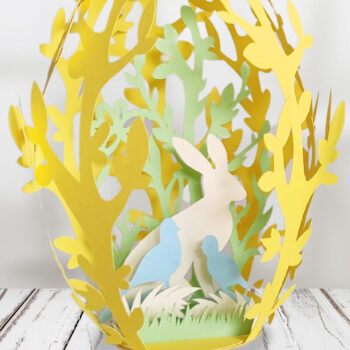 Intra απο ξύλο plywood  Χρώμα wenge 3mm-4mm πάχος - Πασχαλινό αυγό με κουνέλι Δίασταση 5x3 cm INTRAFABR-120324501 - Image 2