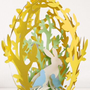 Intra απο ξύλο plywood  Χρώμα wenge 3mm-4mm πάχος - Πασχαλινό αυγό με κουνέλι Δίασταση 5x3 cm INTRAFABR-120324501 - Image 3