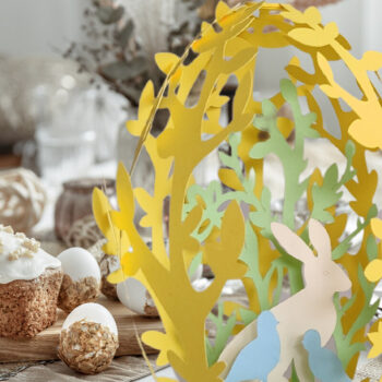 Intra απο ξύλο plywood  Χρώμα wenge 3mm-4mm πάχος - Πασχαλινό αυγό με κουνέλι Δίασταση 5x3 cm INTRAFABR-120324501 - Image 4