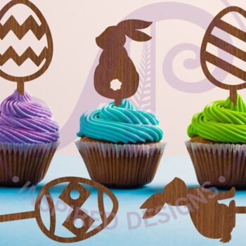 Intra απο ξύλο plywood  Χρώμα wenge 3mm-4mm πάχος - Πάσχα Cupcake Toppers, 7 σχέδια Δίασταση 15x15 cm INTRAFABR-120324509 - Image 1