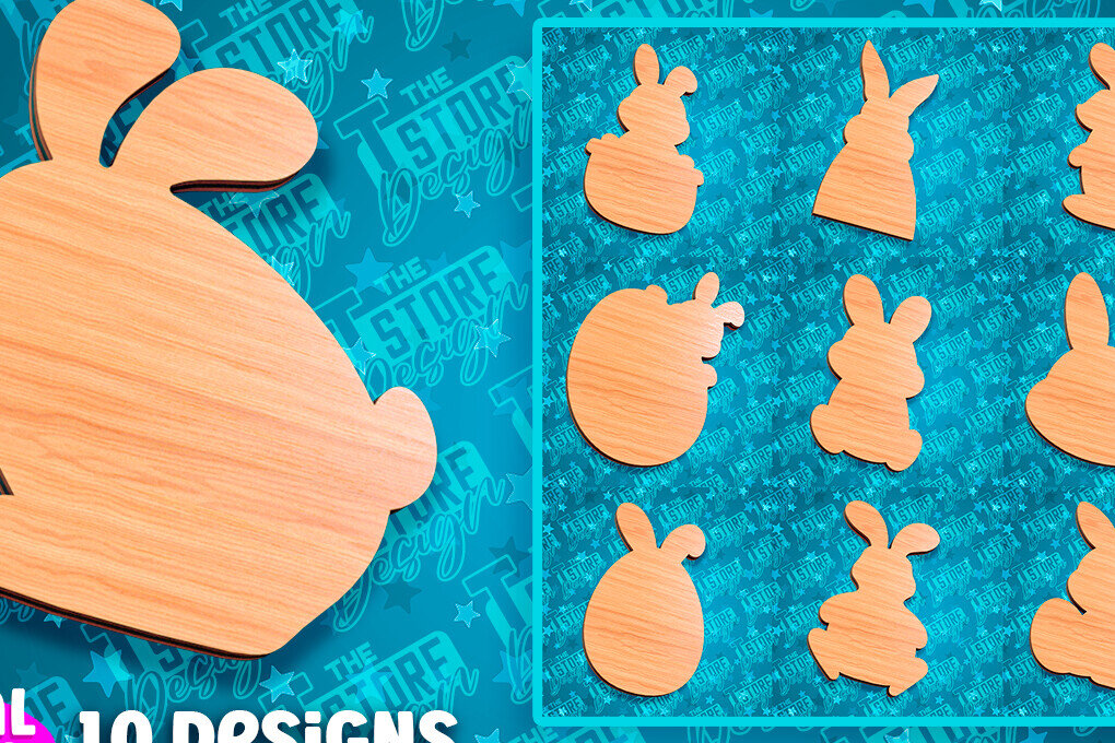 Intra απο ξύλο plywood  Χρώμα wenge 3mm-4mm πάχος - Πασχαλινές σανίδες κοπής | Κόψιμο με λέιζερ λαγουδάκι Δίασταση 15x15 cm INTRAFABR-124769118