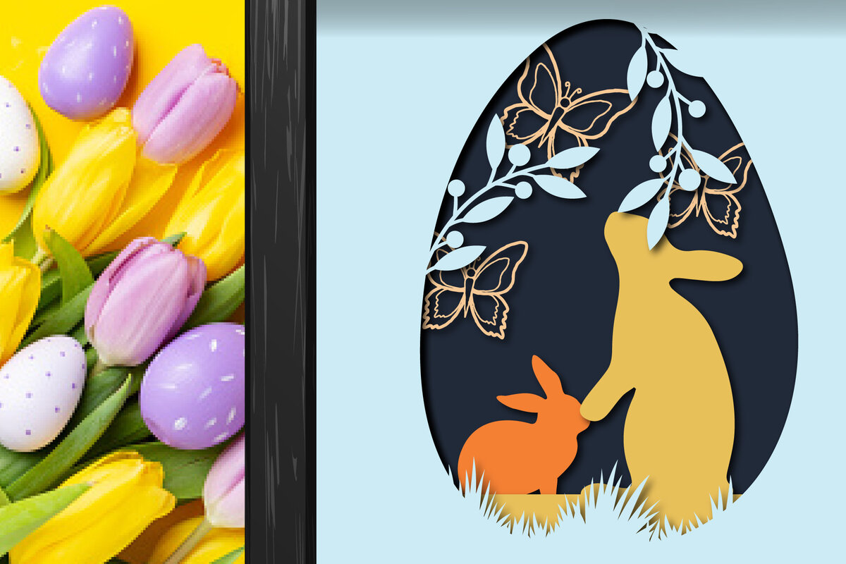 Intra απο ξύλο plywood  Χρώμα wenge 3mm-4mm πάχος - Easter Day Shadow/light Box Layer Δίασταση 15x15 cm INTRAFABR-103427765