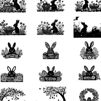 Intra απο ξύλο plywood  Χρώμα wenge 3mm-4mm πάχος - Πακέτο σιλουέτας για την ημέρα του Πάσχα Δίασταση 4x4 cm INTRAFABR-103457305 - Image 3