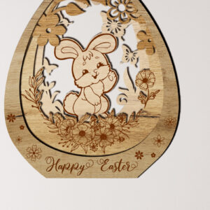 Intra απο ξύλο plywood  Χρώμα wenge 3mm-4mm πάχος - Πασχαλινό διακοσμητικό αυγό με λαγουδάκι Δίασταση 3x4 cm INTRAFABR-76987391