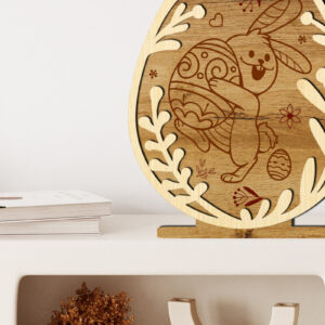 Intra απο ξύλο plywood  Χρώμα wenge 3mm-4mm πάχος - Πασχαλινό διακοσμητικό αυγό με λαγουδάκι Δίασταση 5x6 cm INTRAFABR-78121035