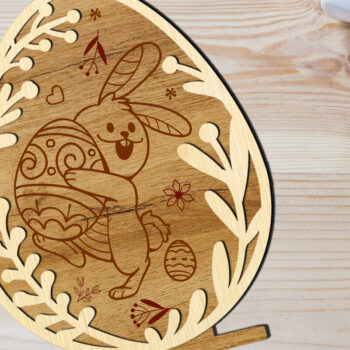 Intra απο ξύλο plywood Χρώμα wenge 3mm-4mm πάχος - Πασχαλινό διακοσμητικό αυγό με λαγουδάκι Δίασταση 5x6 cm INTRAFABR-78121035 - Image 3