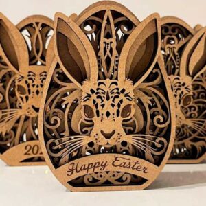 Intra απο ξύλο plywood  Χρώμα wenge 3mm-4mm πάχος - Πασχαλινό Διακοσμητικό Δέσμη Αυγών, κομμένο Δίασταση 5x4 cm INTRAFABR-33121251