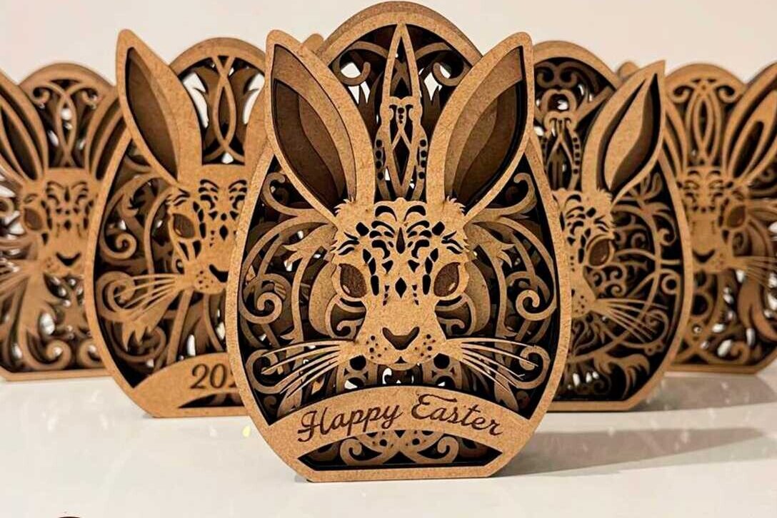 Intra απο ξύλο plywood  Χρώμα wenge 3mm-4mm πάχος - Πασχαλινό Διακοσμητικό Δέσμη Αυγών, κομμένο Δίασταση 5x4 cm INTRAFABR-33121251