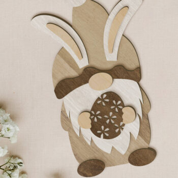 Intra απο ξύλο plywood Χρώμα wenge 3mm-4mm πάχος - Πασχαλινό διακοσμητικό κομμένο με στρώση Gnome Δίασταση 34x7 cm INTRAFABR-81099528 - Image 1