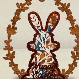 Intra απο ξύλο plywood  Χρώμα wenge 3mm-4mm πάχος - Πασχαλινό διακοσμητικό πρότυπο χειροτεχνίας κουνελιών Δίασταση 7x8 cm INTRAFABR-39182499