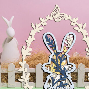 Intra απο ξύλο plywood Χρώμα wenge 3mm-4mm πάχος - Πασχαλινό διακοσμητικό πρότυπο χειροτεχνίας κουνελιών Δίασταση 7x8 cm INTRAFABR-39182499 - Image 4