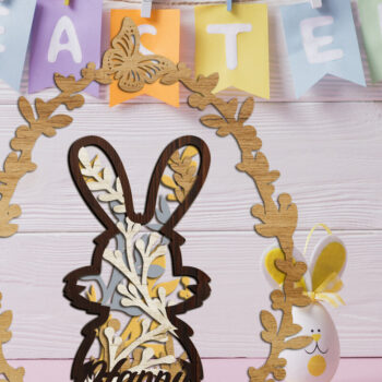 Intra απο ξύλο plywood Χρώμα wenge 3mm-4mm πάχος - Πασχαλινό διακοσμητικό πρότυπο χειροτεχνίας κουνελιών Δίασταση 7x8 cm INTRAFABR-39182499 - Image 7