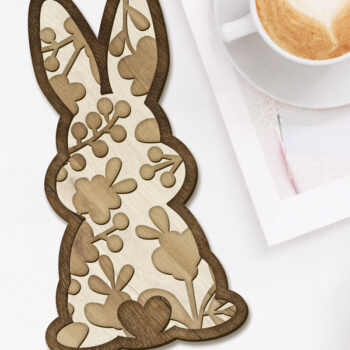 Intra απο ξύλο plywood Χρώμα wenge 3mm-4mm πάχος - Πασχαλινό διακοσμητικό πρότυπο κοπής κουνελιών Δίασταση 34x7 cm INTRAFABR-39182510 - Image 1