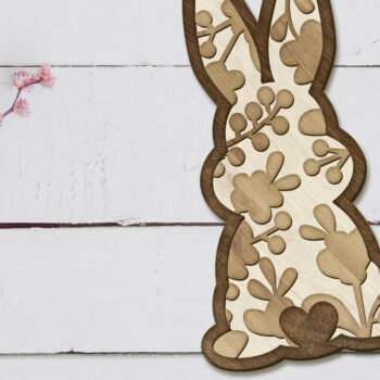 Intra απο ξύλο plywood Χρώμα wenge 3mm-4mm πάχος - Πασχαλινό διακοσμητικό πρότυπο κοπής κουνελιών Δίασταση 34x7 cm INTRAFABR-39182510 - Image 3