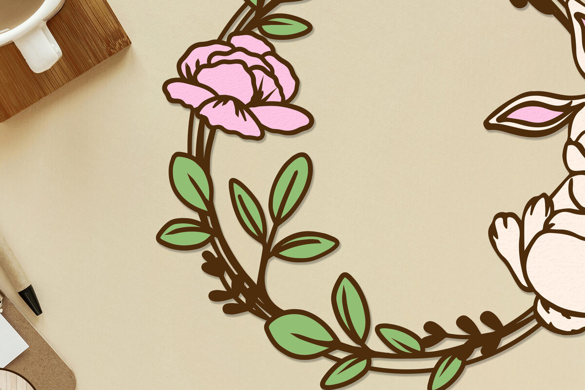 Intra απο ξύλο plywood  Χρώμα wenge 3mm-4mm πάχος - Πασχαλινό διακοσμητικό πρότυπο στεφάνι τοίχου Δίασταση 2x14 cm INTRAFABR-76619503