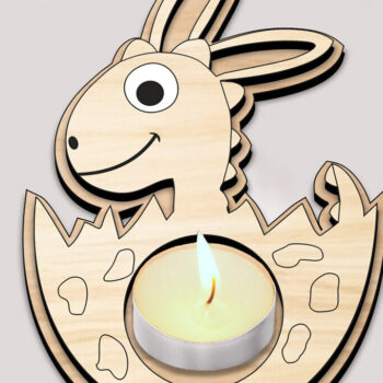 Intra απο ξύλο plywood  Χρώμα wenge 3mm-4mm πάχος - Κηροπήγιο τσαγιού Easter Dino Egg Δίασταση 15x15 cm INTRAFABR-36576510 - Image 2