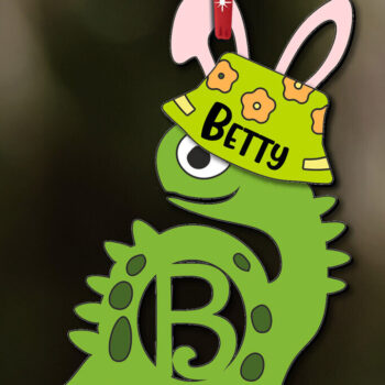 Intra απο ξύλο plywood  Χρώμα wenge 3mm-4mm πάχος - Πασχαλινό Dino Γράμμα B Καλάθι Όνομα Ετικέτα Δίασταση 6x6 cm INTRAFABR-76793427 - Image 3