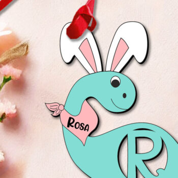 Intra απο ξύλο plywood  Χρώμα wenge 3mm-4mm πάχος - Πασχαλινό Ντίνο Γράμμα R Ετικέτα ονόματος καλαθιού Δίασταση 6x6 cm INTRAFABR-76793444 - Image 1