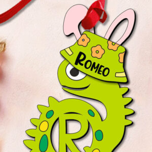 Intra απο ξύλο plywood  Χρώμα wenge 3mm-4mm πάχος - Πασχαλινό Dino Letter R Στολίδι Κρεμάστρα Δίασταση 6x6 cm INTRAFABR-76793449