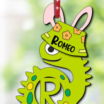 Intra απο ξύλο plywood Χρώμα wenge 3mm-4mm πάχος - Πασχαλινό Dino Letter R Στολίδι Κρεμάστρα Δίασταση 6x6 cm INTRAFABR-76793449 - Image 2