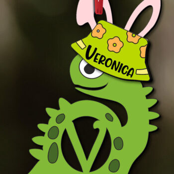 Intra απο ξύλο plywood Χρώμα wenge 3mm-4mm πάχος - Πασχαλινό Dino Letter V Στολίδι Κρεμάστρα Δίασταση 6x6 cm INTRAFABR-78634040 - Image 2