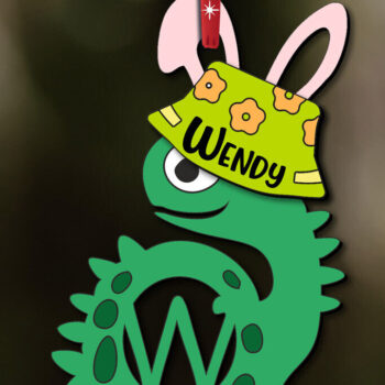 Intra απο ξύλο plywood  Χρώμα wenge 3mm-4mm πάχος - Πασχαλινό Dino Letter W Κρεμάστρα Στολίδι Δίασταση 6x6 cm INTRAFABR-78634049 - Image 1