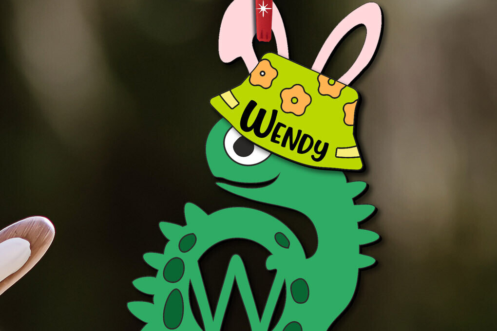 Intra απο ξύλο plywood  Χρώμα wenge 3mm-4mm πάχος - Πασχαλινό Dino Letter W Κρεμάστρα Στολίδι Δίασταση 6x6 cm INTRAFABR-78634049