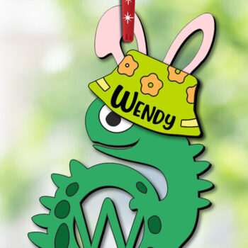 Intra απο ξύλο plywood  Χρώμα wenge 3mm-4mm πάχος - Πασχαλινό Dino Letter W Κρεμάστρα Στολίδι Δίασταση 6x6 cm INTRAFABR-78634049 - Image 2