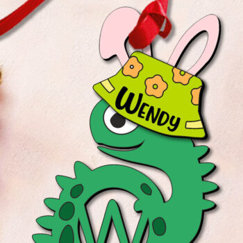 Intra απο ξύλο plywood  Χρώμα wenge 3mm-4mm πάχος - Πασχαλινό Dino Letter W Κρεμάστρα Στολίδι Δίασταση 6x6 cm INTRAFABR-78634049 - Image 3