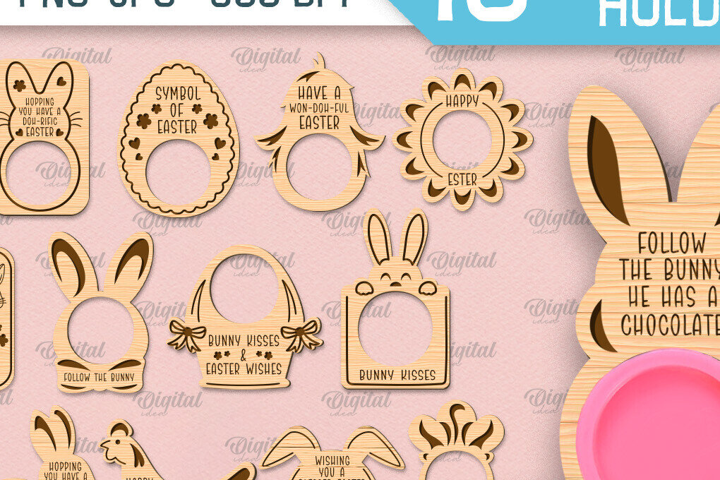 Intra απο ξύλο plywood  Χρώμα wenge 3mm-4mm πάχος - Πασχαλινό Doh Holder Δέσμη κοπής με λέιζερ Δίασταση 15x15 cm INTRAFABR-106377197