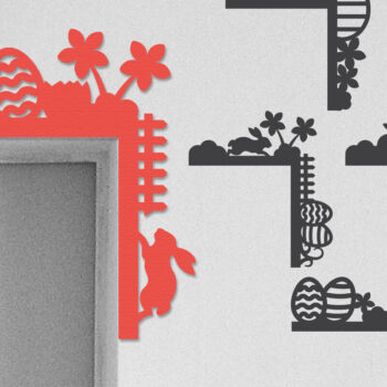 Intra απο ξύλο plywood  Χρώμα wenge 3mm-4mm πάχος - Πασχαλινή πόρτα γωνιακή δέσμη Lasercut Δίασταση 30x20 cm INTRAFABR-79367577 - Image 1