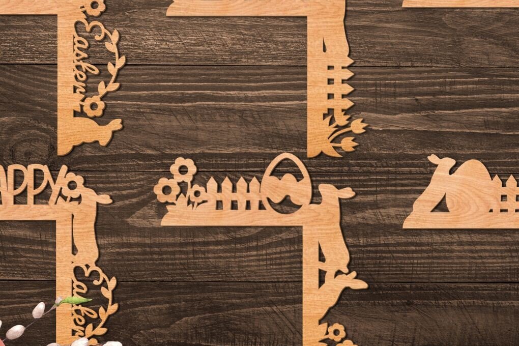 Intra απο ξύλο plywood  Χρώμα wenge 3mm-4mm πάχος - Πασχαλινές γωνίες πόρτας με λέιζερ Δίασταση 10x8 cm INTRAFABR-125082681