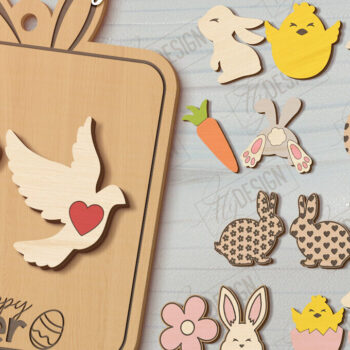 Intra απο ξύλο plywood Χρώμα wenge 3mm-4mm πάχος - Πασχαλινά Σκουλαρίκια Πακέτο | Ανοιξιάτικο σχέδιο Δίασταση 3x3 cm INTRAFABR-107423871 - Image 1