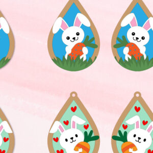 Intra απο ξύλο plywood  Χρώμα wenge 3mm-4mm πάχος - Πασχαλινά Σκουλαρίκια 2 - Cut&Score Δίασταση 3x3 cm INTRAFABR-107423882