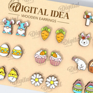 Intra απο ξύλο plywood  Χρώμα wenge 3mm-4mm πάχος - Πασχαλινά σκουλαρίκια Πακέτο κοπής με λέιζερ Δίασταση 3x3 cm INTRAFABR-107423936