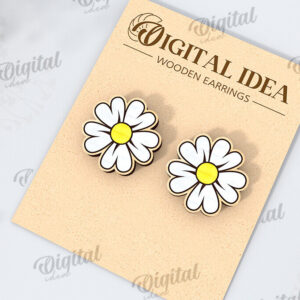 Intra απο ξύλο plywood  Χρώμα wenge 3mm-4mm πάχος - Πασχαλινά σκουλαρίκια με λέιζερ. Άνοιξη Δίασταση 3x3 cm INTRAFABR-107319606