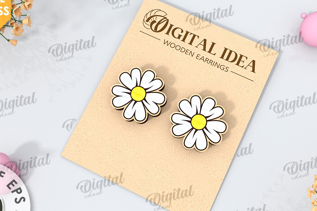 Intra απο ξύλο plywood  Χρώμα wenge 3mm-4mm πάχος - Πασχαλινά σκουλαρίκια με λέιζερ. Άνοιξη Δίασταση 3x3 cm INTRAFABR-107319606