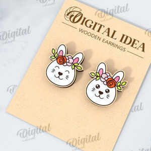 Intra απο ξύλο plywood  Χρώμα wenge 3mm-4mm πάχος - Πασχαλινά σκουλαρίκια με λέιζερ. Άνοιξη Δίασταση 3x3 cm INTRAFABR-107319623