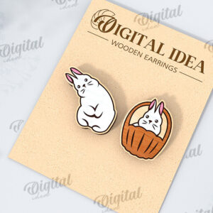 Intra απο ξύλο plywood  Χρώμα wenge 3mm-4mm πάχος - Πασχαλινά σκουλαρίκια με λέιζερ. Άνοιξη Δίασταση 3x3 cm INTRAFABR-107319660