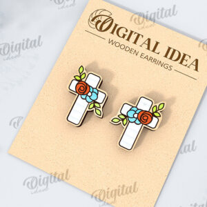 Intra απο ξύλο plywood  Χρώμα wenge 3mm-4mm πάχος - Πασχαλινά σκουλαρίκια με λέιζερ. Άνοιξη Δίασταση 3x3 cm INTRAFABR-107423849