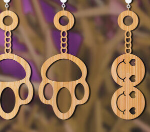 Intra απο ξύλο plywood  Χρώμα wenge 3mm-4mm πάχος - Πασχαλινά σκουλαρίκια Δίασταση 3x3 cm INTRAFABR-108872419