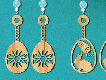 Intra απο ξύλο plywood  Χρώμα wenge 3mm-4mm πάχος - Πασχαλινά σκουλαρίκια Bundle Δίασταση 3x3 cm INTRAFABR-108872439 - Image 6