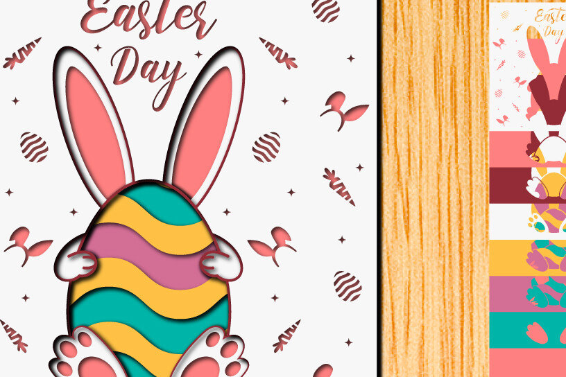 Intra απο ξύλο plywood  Χρώμα wenge 3mm-4mm πάχος - Πασχαλινό αυγό 3D Χαρτί κοπής Πολυστρωματικό Δίασταση 15x15 cm INTRAFABR-106607961