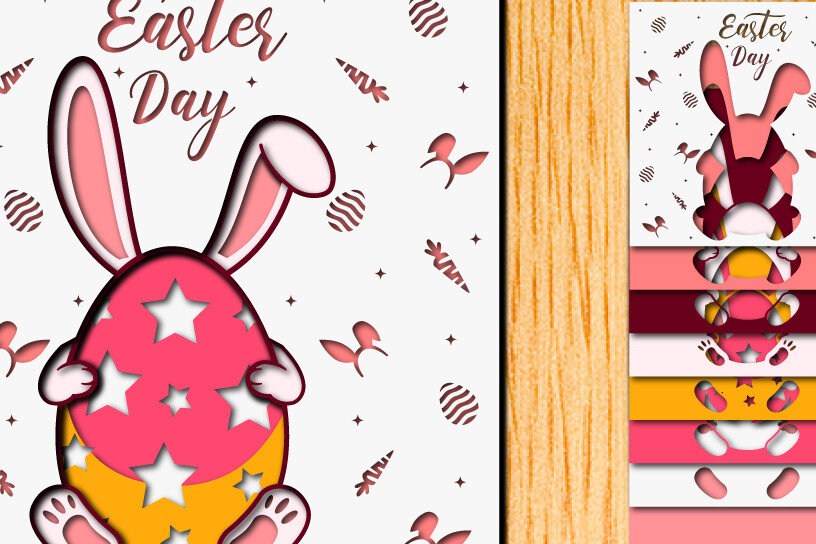 Intra απο ξύλο plywood  Χρώμα wenge 3mm-4mm πάχος - Πασχαλινό αυγό 3D Χαρτί κοπής Πολυστρωματικό Δίασταση 15x15 cm INTRAFABR-106918375