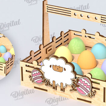 Intra απο ξύλο plywood  Χρώμα wenge 3mm-4mm πάχος - Πασχαλινό καλάθι με λέιζερ κοπή. Αυγοθήκη Δίασταση 15x15 cm INTRAFABR-98980507 - Image 1