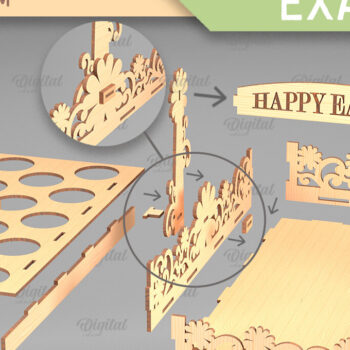 Intra απο ξύλο plywood  Χρώμα wenge 3mm-4mm πάχος - Λέιζερ Πασχαλινό Καλάθι Αυγών. Αυγοθήκη Δίασταση 15x15 cm INTRAFABR-61714776 - Image 3