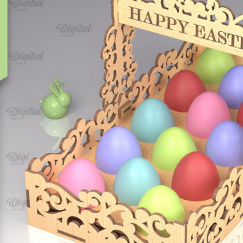 Intra απο ξύλο plywood  Χρώμα wenge 3mm-4mm πάχος - Λέιζερ Πασχαλινό Καλάθι Αυγών. Αυγοθήκη Δίασταση 15x15 cm INTRAFABR-61714789 - Image 1